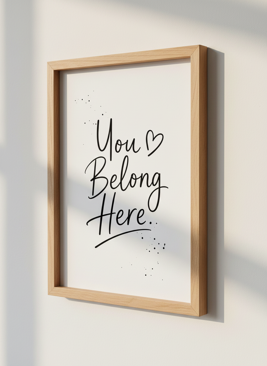 You Belong Here Wall Art Print | Inspirational Quote Decor | Minimalist Poster