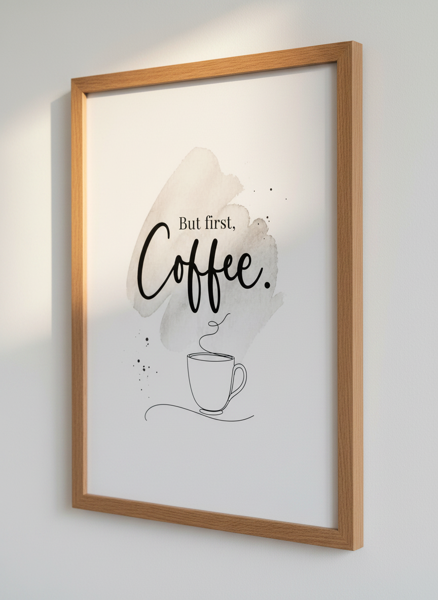 But First, Coffee Wall Art | Kitchen Decor, Cafe Print, Minimalist Coffee Lover Gift