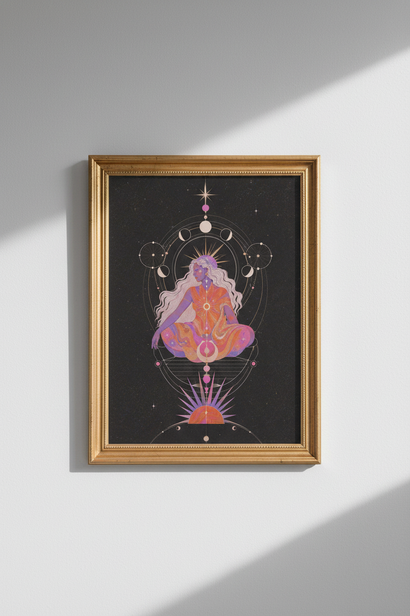 celestial wall art | mystical purple boho bedroom decor, cosmic poster