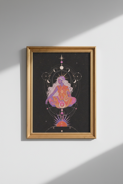 celestial wall art | mystical purple boho bedroom decor, cosmic poster