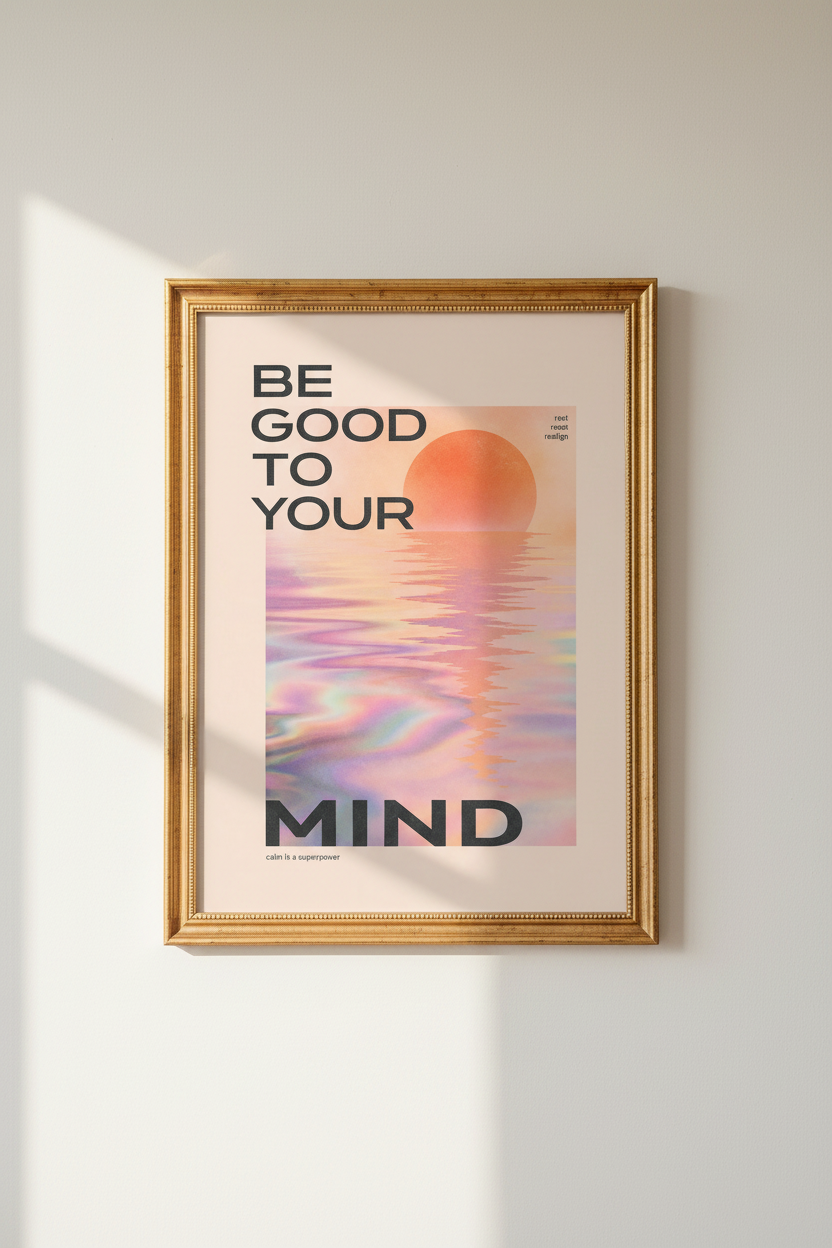 Mindful Art Print | Pastel Sunset, Bedroom Decor | Calming Poster