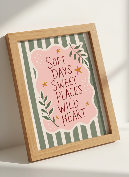 Boho Quote Wall Art | "Soft Days" Print | Bedroom Decor | Trendy Aesthetic Poster