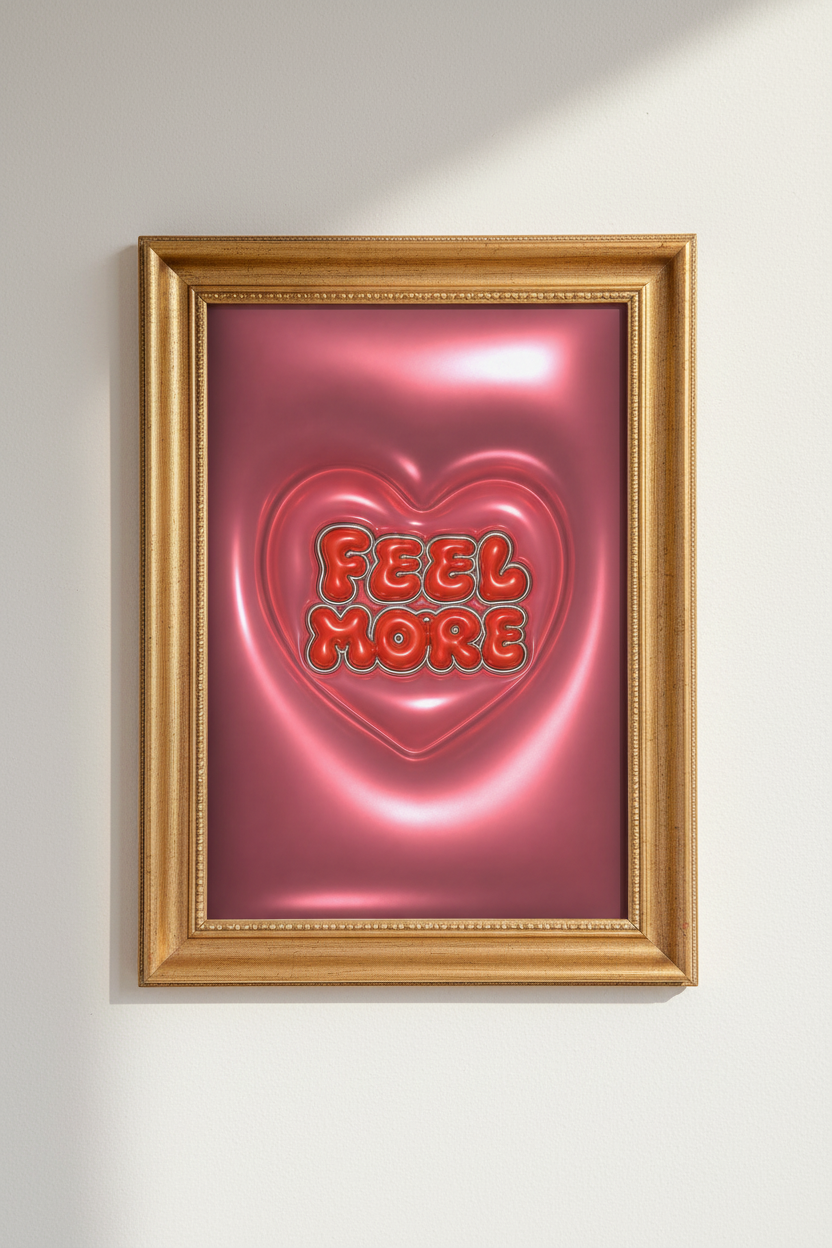 retro heart poster | glossy red, bedroom decor