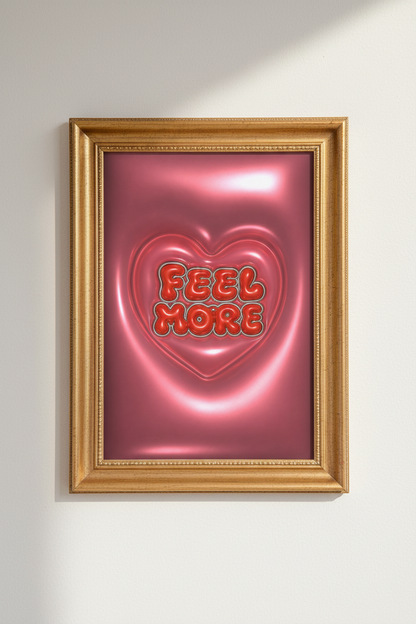 retro heart poster | glossy red, bedroom decor