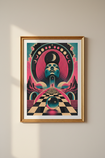 synthwave wall art | Neon Cosmic Moon, Bedroom Decor