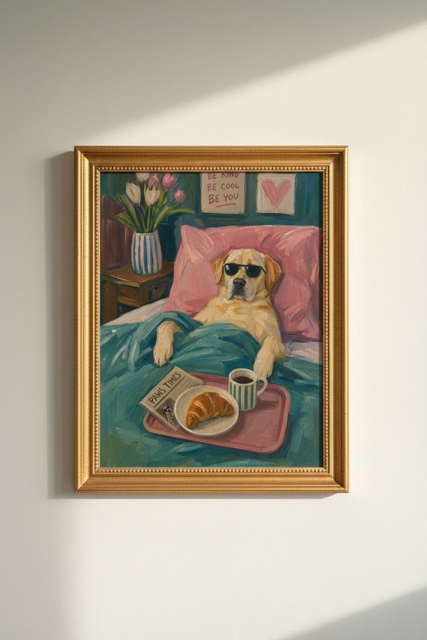 dog wall art print | painterly labrador, bedroom decor, cozy poster