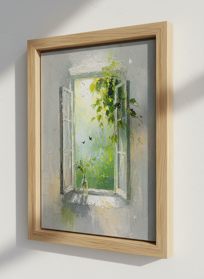 Open Window Garden Art | Impressionist Green Landscape, Living Room Decor