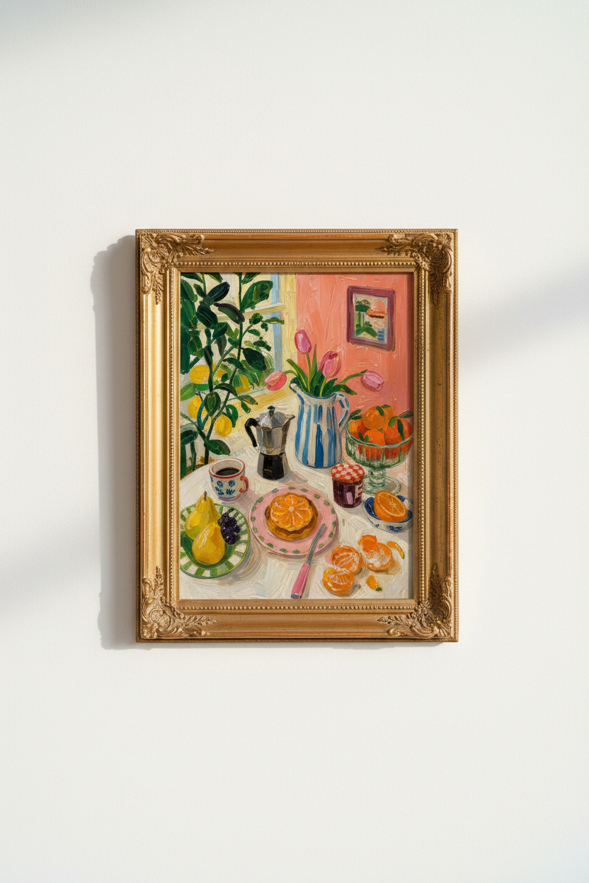 still life print | Painterly Colorful Kitchen Decor, Vibrant Poster