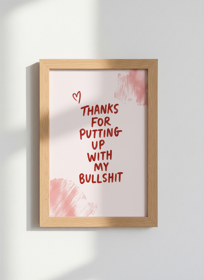 Funny Sarcastic Quote Wall Art | Pink &amp; Red Typography Print, Trendy Room Decor