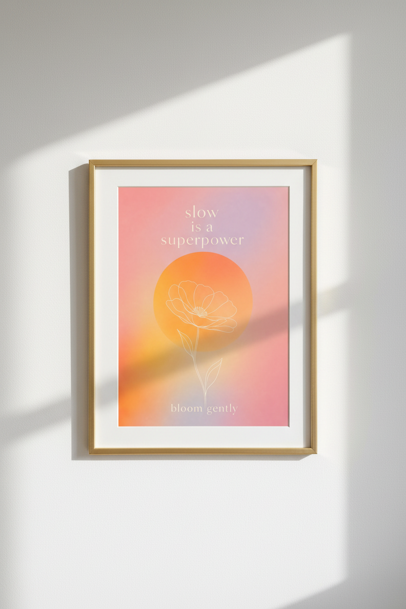 slow living wall art | minimalist pastel botanical, bedroom decor