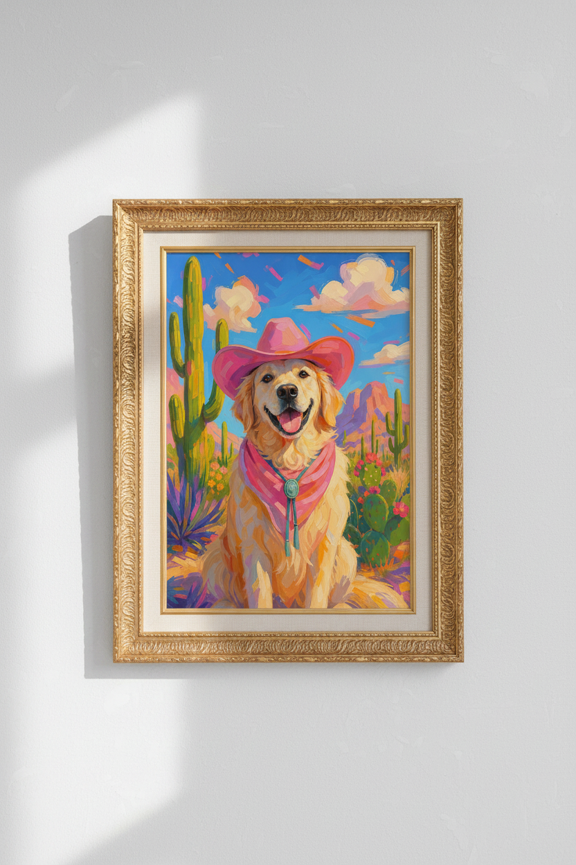 golden retriever art | Colorful Southwestern, Nursery Livingroom