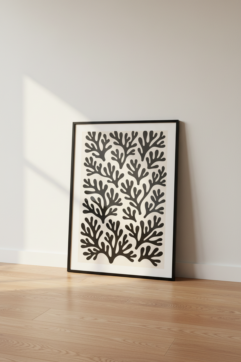 Minimalist Organic Shape Wall Art Print | Modern Botanical Decor | Matisse Inspired Framed Poster