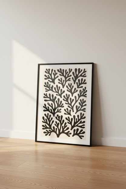 Minimalist Organic Shape Wall Art Print | Modern Botanical Decor | Matisse Inspired Framed Poster