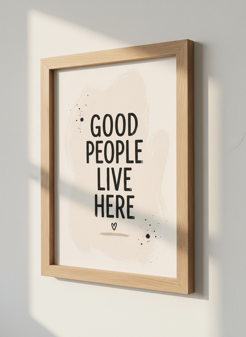 Good People Live Here Print | Boho Home Decor, Positive Quote Wall Art
