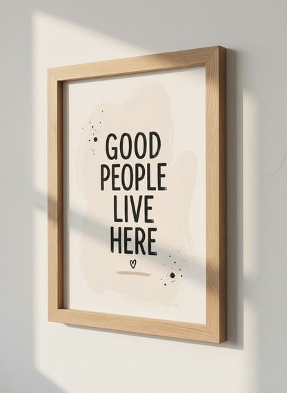 Good People Live Here Print | Boho Home Decor, Positive Quote Wall Art
