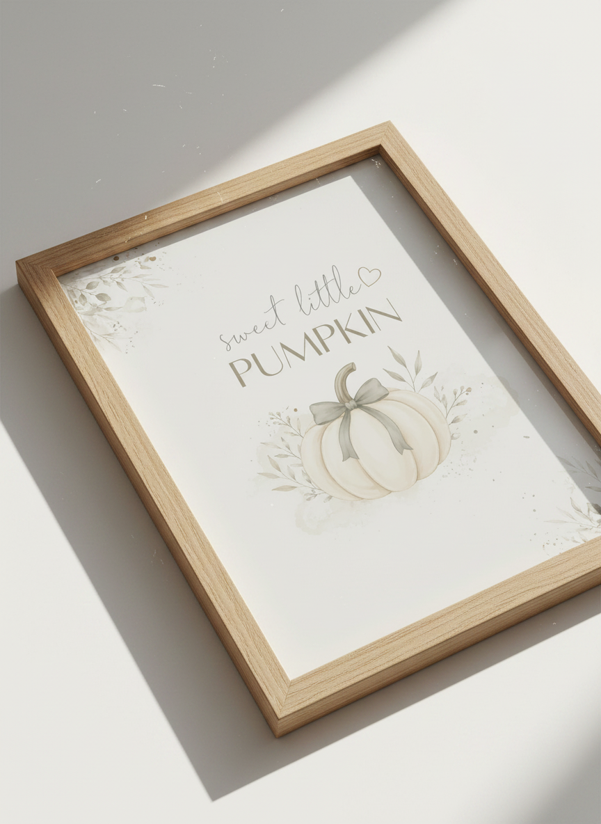 Sweet Little Pumpkin Print | Baby Shower Decor | Neutral Nursery Art | Autumn Gift