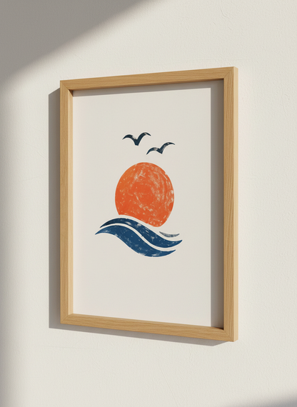 Rustic Aegean Coast Print | Mediterranean Wall Art, Greece Decor | Boho Travel Art Gift