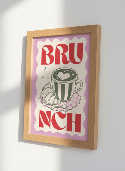 Brunch Cafe Wall Art Print | Kitchen Decor Coffee Poster | Retro Food Aesthetic