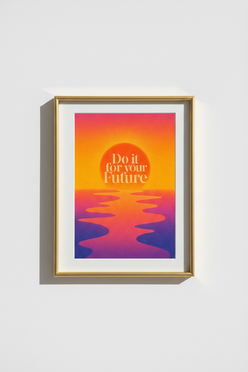 motivational poster | Retro Sunset Gradient, Office Decor