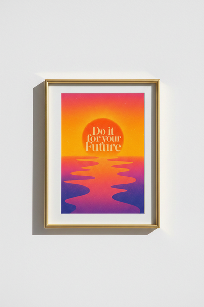 motivational poster | Retro Sunset Gradient, Office Decor