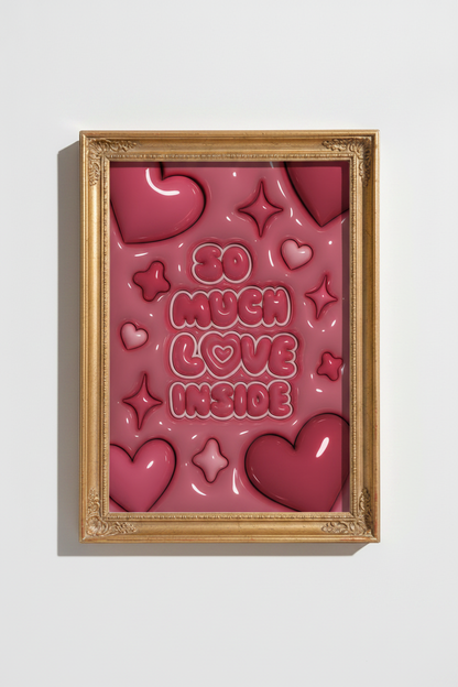 pink heart poster | glossy bubble pop, bedroom art