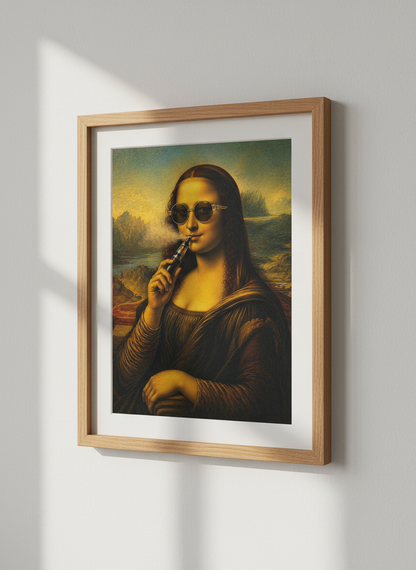 Mona Lisa Vaping Wall Art | Funny Renaissance Parody, Trendy Dorm Room Decor Poster