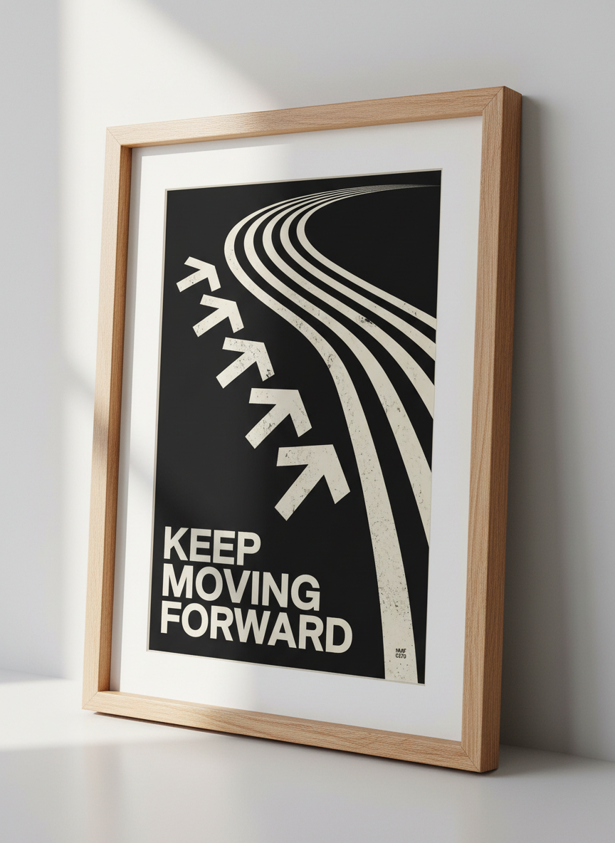 Keep Moving Forward Art | Motivational Black White Poster | Office Decor Gift Ideas