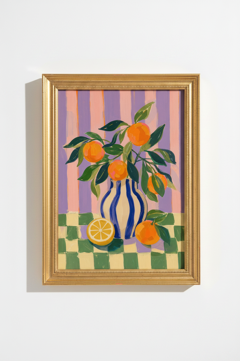citrus wall print | Modern Striped Vase, Kitchen Decor