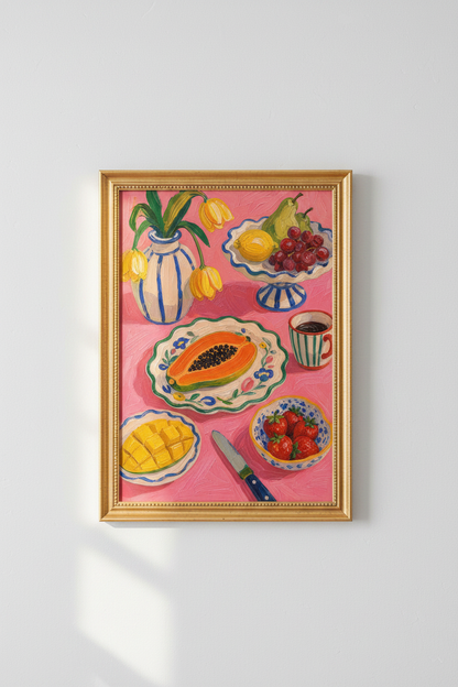 colorful still life | Impressionist Fruit Print, Kitchen Decor