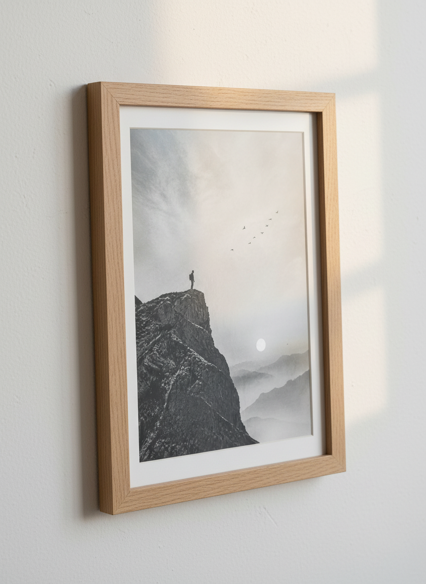 Mountain Hiker Wall Art Print | Black &amp; White Landscape Decor | Minimalist Poster