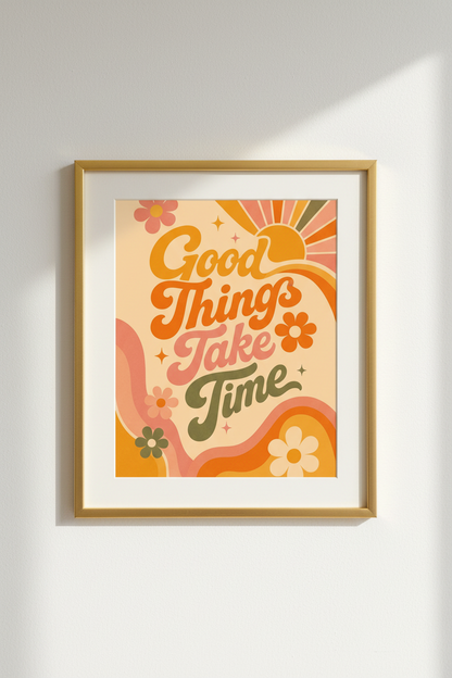 retro poster print | 70s typography, living room decor