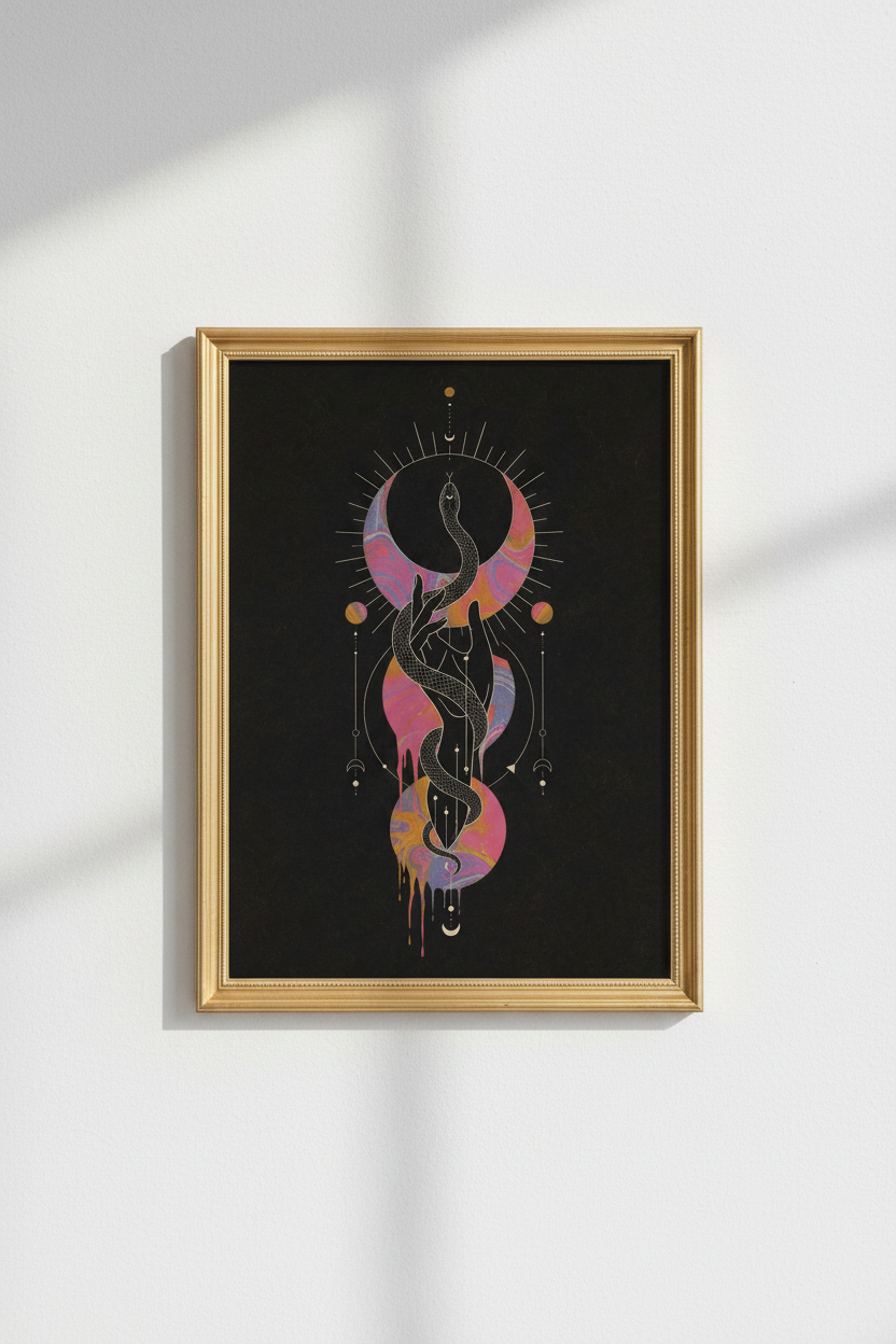 mystic snake poster | celestial noir, bedroom decor