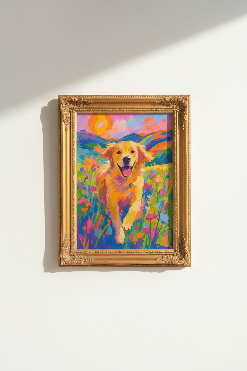 colorful dog art | Vibrant Acrylic, Living Room Decor