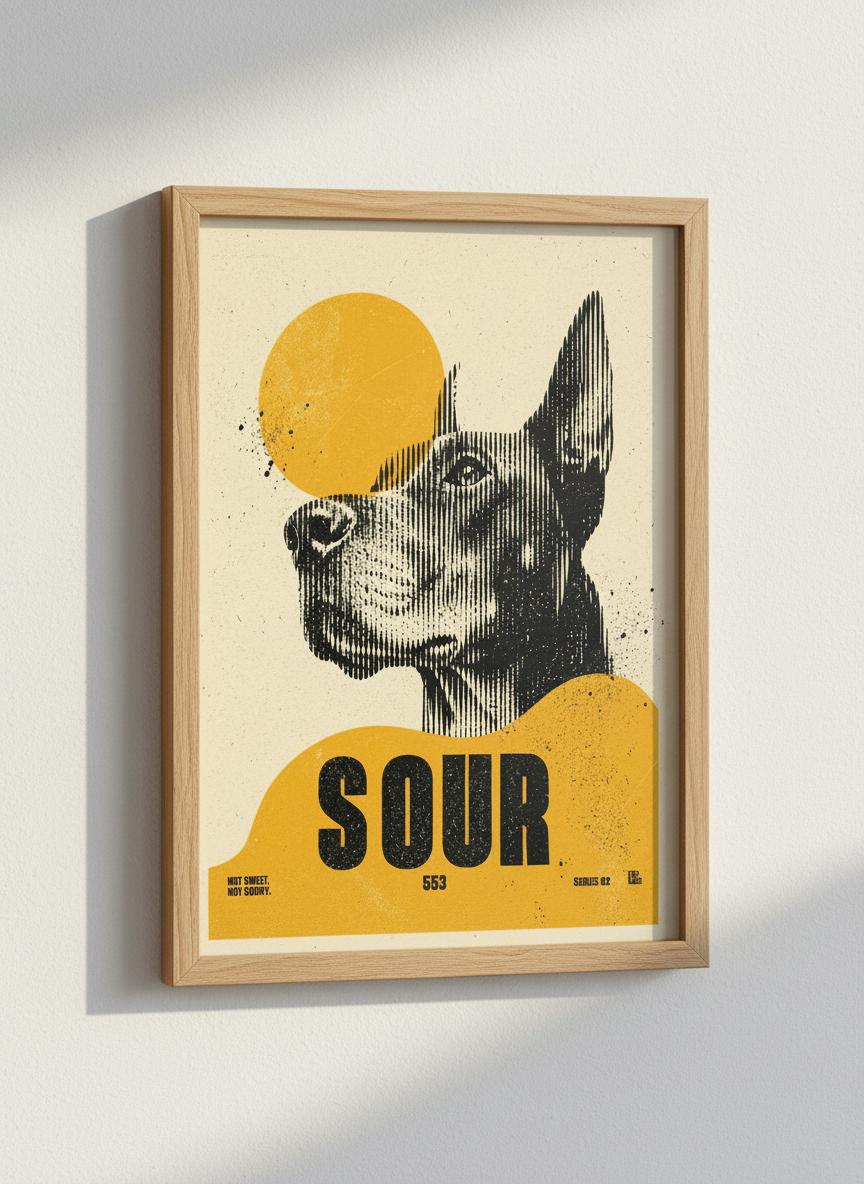 Dog Pop Art Print | Mid-Century Modern Animal Wall Decor | Sour Retro Poster