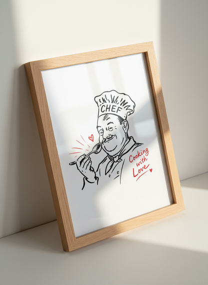 Retro Chef Art Print | Kitchen Decor | Whimsical Restaurant Poster