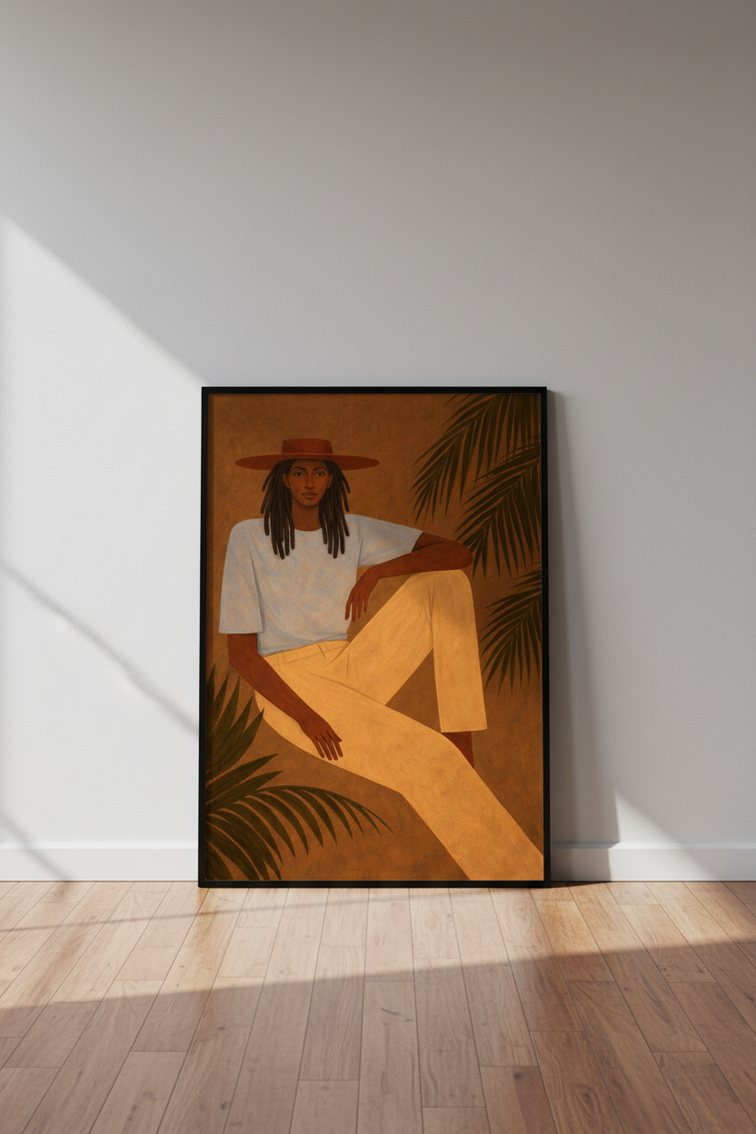Bohemian Woman Portrait Framed Wall Art | Living Room Decor | Ethnic Aesthetic Poster | Modern Eclectic Ready to Hang