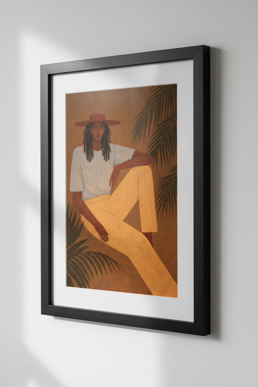 Bohemian Woman Portrait Framed Wall Art | Living Room Decor | Ethnic Aesthetic Poster | Modern Eclectic Ready to Hang