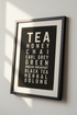 Minimalist Tea Varieties Wall Art Print | Rustic Farmhouse Kitchen Decor