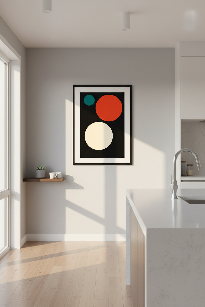 Minimalist Abstract Circles Wall Art Print | Mid-Century Modern Living Room Decor | Geometric Aesthetic Poster