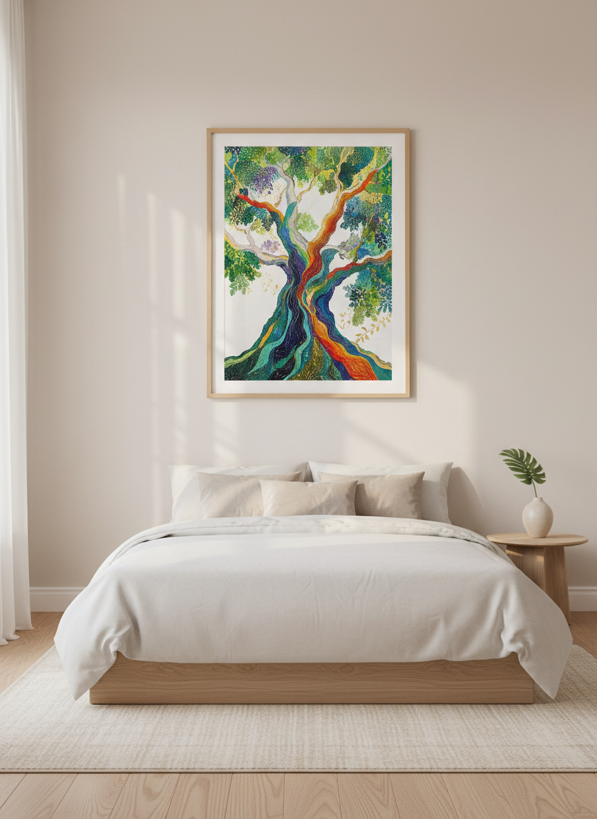 Rainbow Tree of Life Wall Art | Colorful Botanical Print | Modern Boho Decor
