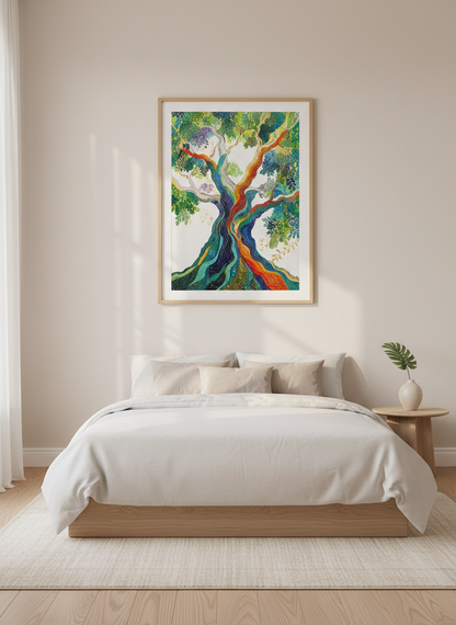 Rainbow Tree of Life Wall Art | Colorful Botanical Print | Modern Boho Decor