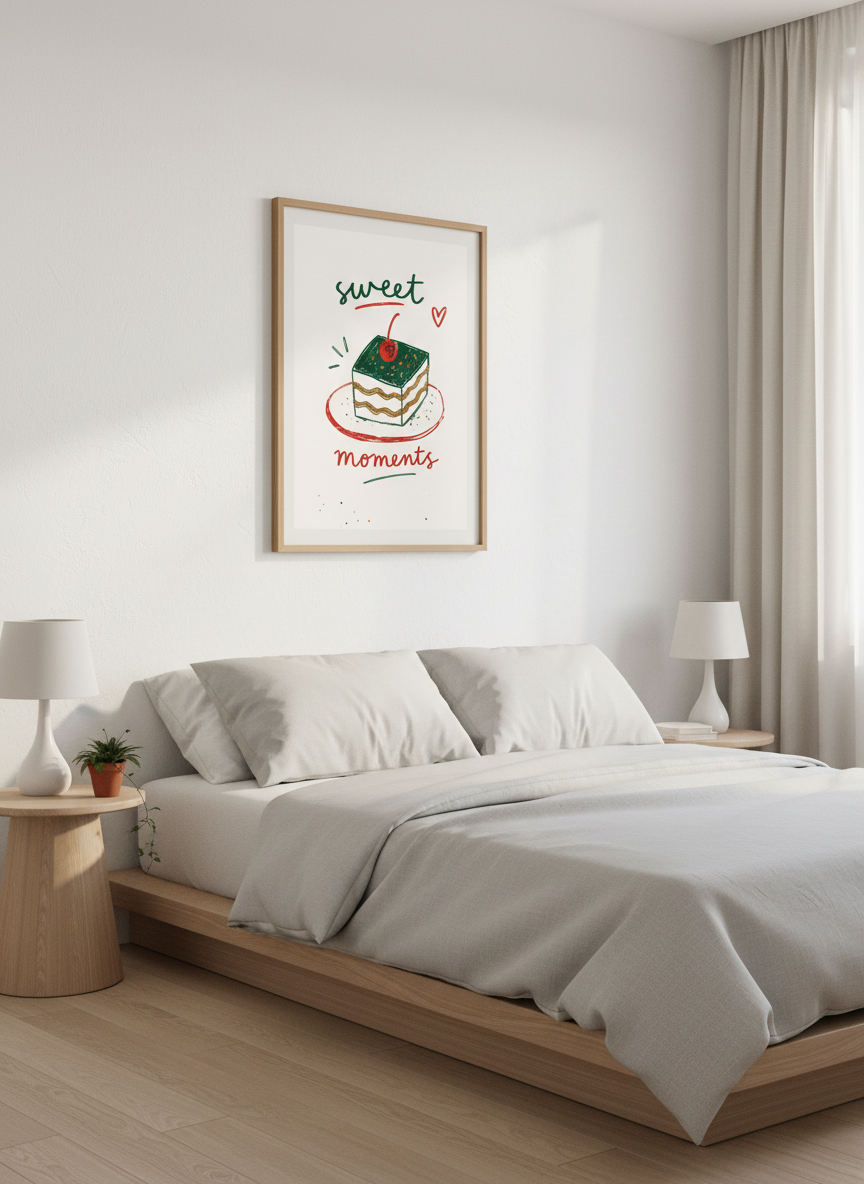 Sweet Moments Cake Wall Art Print | Kitchen Dining Decor | Whimsical Food Poster