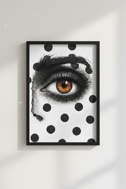 Abstract Eye Wall Art Print | Modern Office Decor | Polka Dot Framed Poster | Aesthetic Home Wall Art | Bedroom Art
