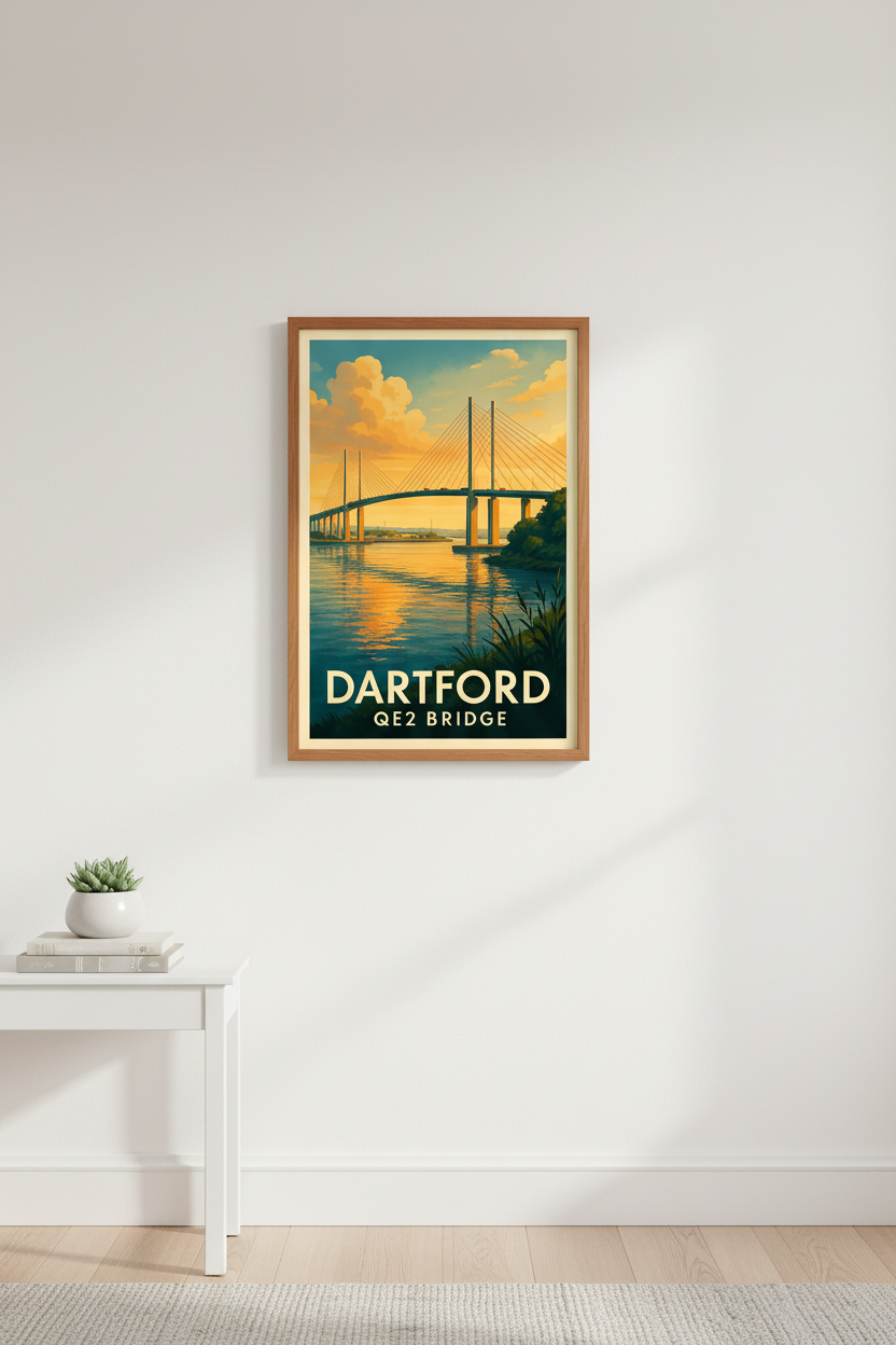 Dartford Q2 Bridge Art Poster – Framed, Unframed &amp; Digital Print | Kent Wall Art