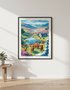 Vibrant Highland Cow Wall Art Print | Scottish Landscape Decor | Boho Farmhouse Poster | Colorful Cattle Housewarming Gift