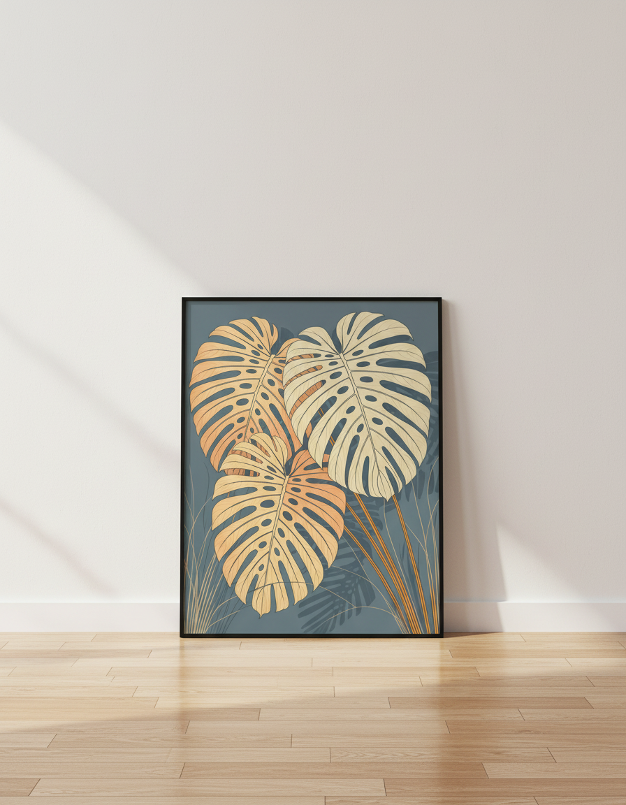 Monstera Deliciosa Botanical Print | Tropical Leaf Wall Art