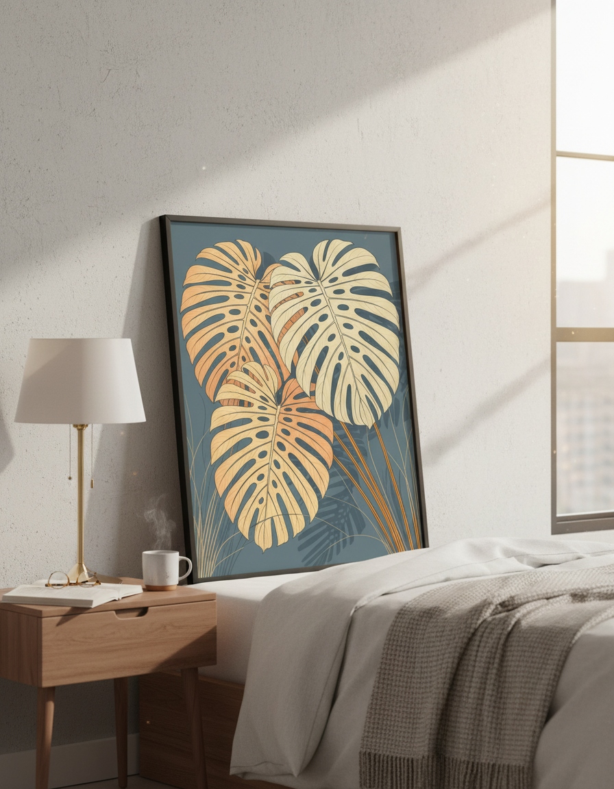 Monstera Deliciosa Botanical Print | Tropical Leaf Wall Art