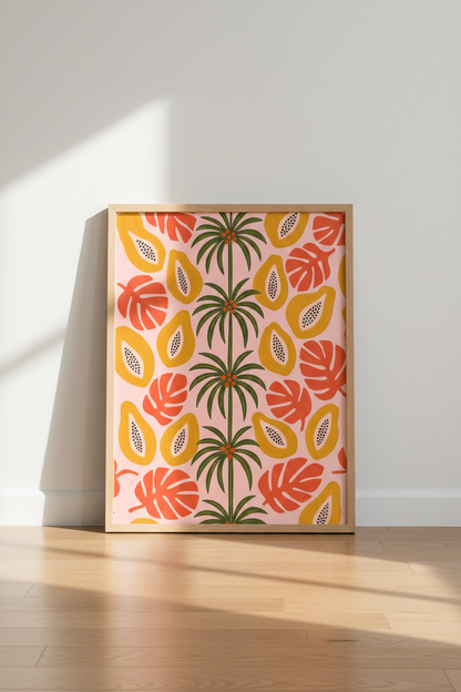 tropical-fruit-papaya-pink-palm-on-the-floor-a19ae3.png