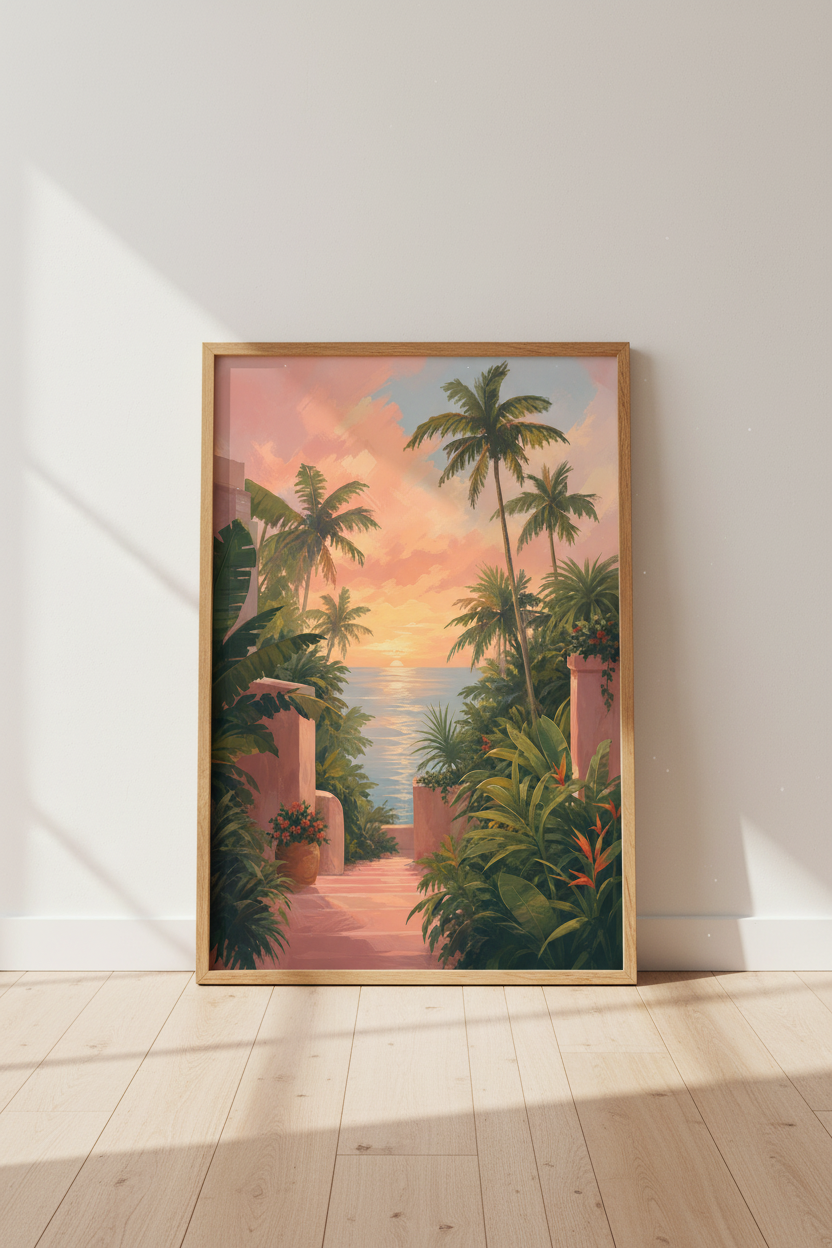 tropical-sunset-pink-palm-tree-on-the-floor-93439c.png