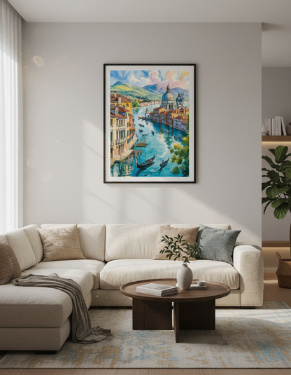 Panoramic Watercolour &amp; Ink Landscape Print | Artistic Wall Art